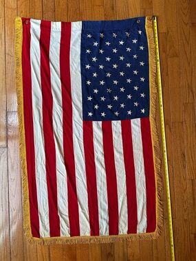 Vintage Interior USA Flag with Fringe
